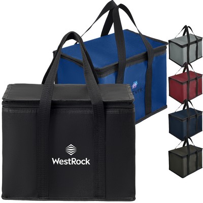 600D Insulated Zipper closure Lunch Bag with Double Handles