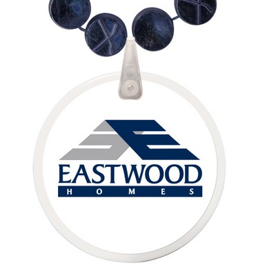 Hockey Puck-Shaped Mardi Gras Beads with a Decal on a Hanging Disk