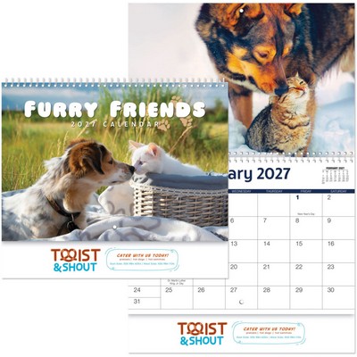 Full Color Furry Friends Spiral Wall Calendar