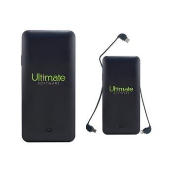 Charge All 10,000 MAH Power Bank W/ Integrated Charging Cables AC Plug