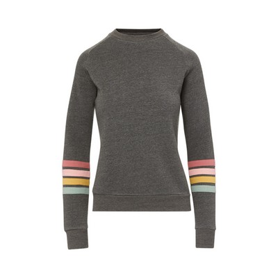 Allana Women's Stripe Long Sleeve Fleece Crewneck
