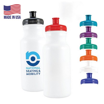 Bike Bottle USA made 20 oz plastic water bottles push spout