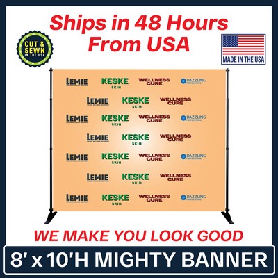 8' x 10' Mighty Banner Fabric Graphic w/ Large Tube Frame Kit - Made in the USA