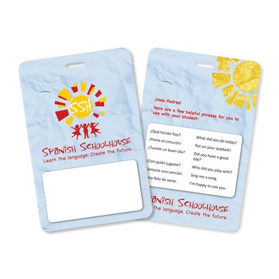 USA Made Laminated Plastic Tall Rectangle Badge Talker with Tag Slot (5.125"x3.375")