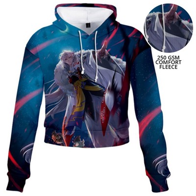 Women's 250 GSM Comfort Fleece Sublimation Midriff Hoodie