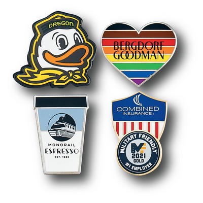 Custom Lapel Pins - 1 1/4" (1.25") Screen on Cloisonne Hard Enamel