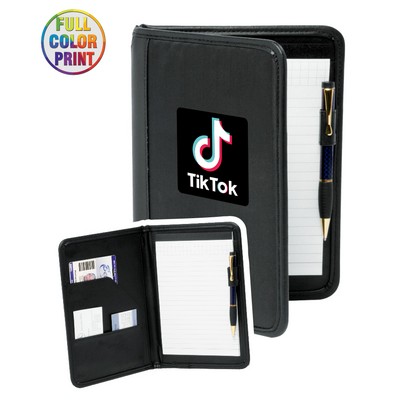 Union Printed - Woven Leatherette Portfolios - Full Color Dome Labels