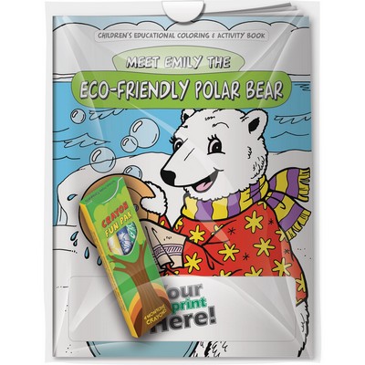 Combo Pack - "Eco-Friendly Polar Bear" Coloring Book & 4-Pack of Crayon in a Poly Bag
