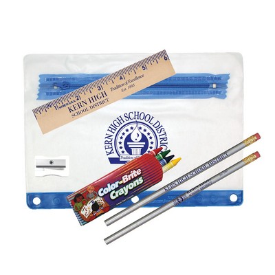 Clear Translucent Pouch School Kit w/Crayon