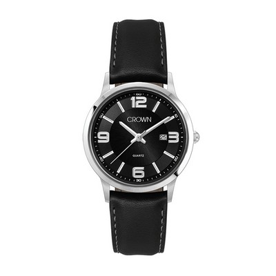 Wc4217 22mm Steel Silver Case, 3 Hand Mvmt, Black Dial, Dte Display, Leather Strap, Flat Mineral Cry
