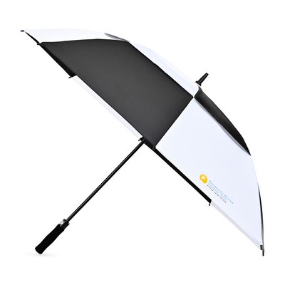 Elements 60" Recycled rPET Auto Open Dual Canopy Golf Umbrella - Black-White
