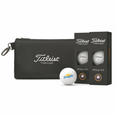 Titleist Stock Valuables Pouch With Six Pro V1 Golf Balls
