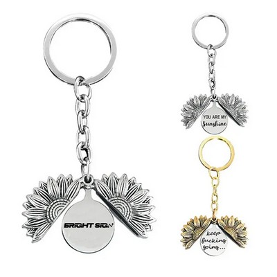 Sunflower Pop-Open Message Keychain