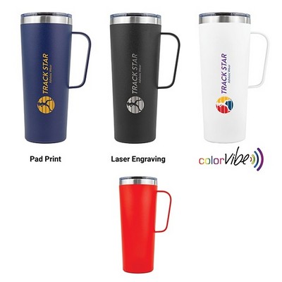 28 Oz. SipTek™ Powder Coated Mug w/Clear Slid Lid