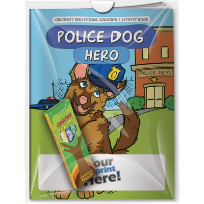 Combo Pack - "Police Dog Hero" Coloring Book & 4-Pack of Crayon in a Poly Bag