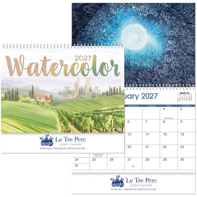 Water Color Spiral Wall Calendar