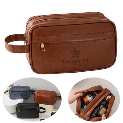 Toiletry Bags Unisex PU Leather Waterproof Travel Organizer