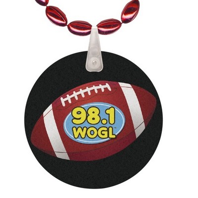 Mini Football Shaped Mardi Gras Beads with an Imprint on a Hanging Disk