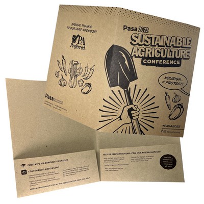 Quick Ship 100% Recycled Eco Kraft Printed 1 PMS Ink Economy 9x12 Pocket Folder