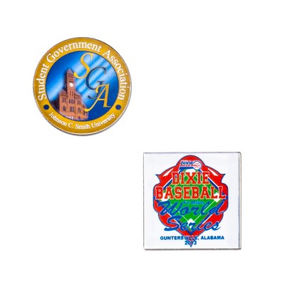 USA MADE Laminated Full Color Metal Lapel Pin - Small Stock Shapes