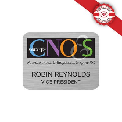 Deluxe Name Badge Custom UV Inkjet & Engraved (11-15 Square Inches)