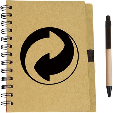 Eco Spiral Notebook with Eco Paper Barrel Pen