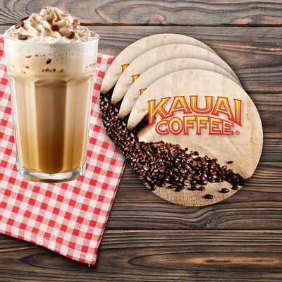 USA Made Premium Round Paper Coasters (3.5") Bright White Board Stock - logo only