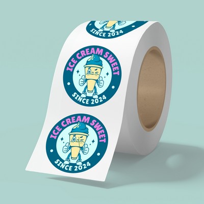 5" x 5" BOPP stickers on roll - 3.5mil