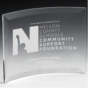 Laser Engraved Freestanding Curved Award (6"x 8"x 1/4")