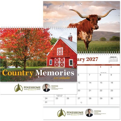 Full Color Country Memories Spiral Wall Calendar