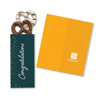 One Color Foil-Stamped Stock Congratulations Sweeter Cards with Chocolate Dipped Pretzels