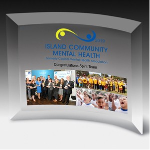 Freestanding Curved Award w/4-Color Process (4"x 6"x 1/4")