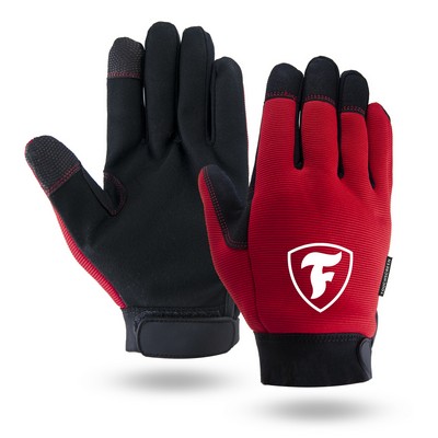 Red Touchscreen Mechanics Gloves
