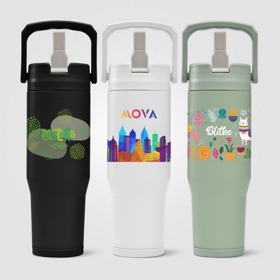 Polar Duo - 32 oz. Double-Wall Recycled Stainless Steel Tumbler with Storage Base - Full-Color Inkje