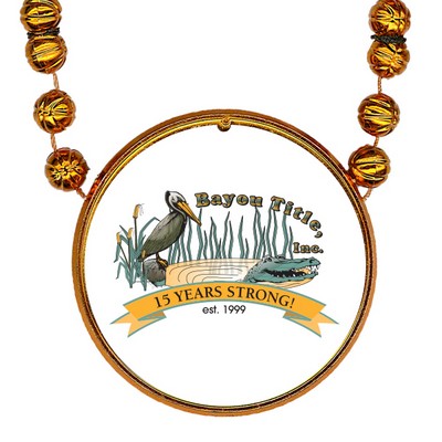 Basketball Shaped Mardi Gras Beads with an Inline Medallion