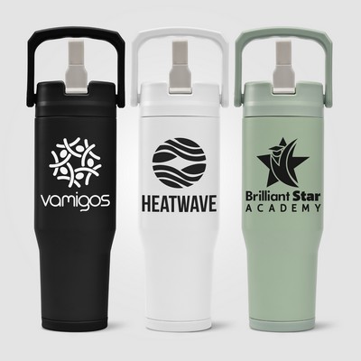 Polar Duo - 32 oz. Double-Wall Recycled Stainless Steel Tumbler with Storage Base - Silkscreen